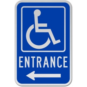 Indicator Accessible Entrance Sign Left Arrow, Sticker autocolant