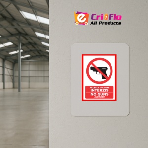 Indicator Accesul cu arme interzis no guns allowed, Sticker autocolant - Img 4