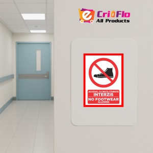 Indicator Accesul cu incaltaminte interzis no footwear allowed, Sticker autocolant - Img 4