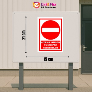 Indicator Accesul interzis cu exceptia rezidentilor, Sticker autocolant - Img 2
