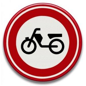 Indicator accesul interzis mopedelor ciclometrelor, Sticker autocolant