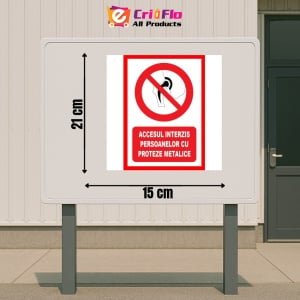 Indicator Accesul interzis persoanelor cu proteze metalice, Sticker autocolant - Img 2