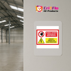 Indicator Accesul interzis persoanelor neautorizate atentie pericol de electrocutare, Sticker autocolant - Img 4