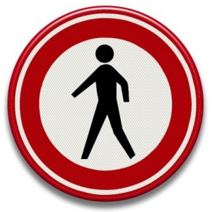 Indicator accesul interzis pietonilor v1, Sticker autocolant