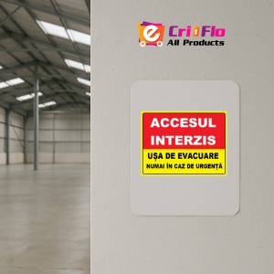Indicator Accesul interzis usa de evacuare numai in caz de urgenta, Sticker autocolant - Img 4