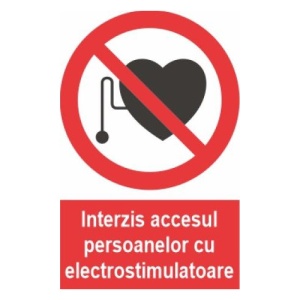Indicator accesul persoanelor cu electrostimulatoare indicatoare protectia muncii, Sticker autocolant - Img 1