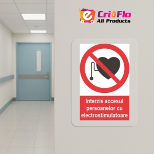 Indicator accesul persoanelor cu electrostimulatoare indicatoare protectia muncii, Sticker autocolant - Img 5