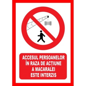 Indicator Accesul persoanelor in raza de actiune a macaralei este interzis, Sticker autocolant