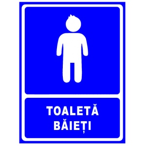 Indicator Albastru pentru toaleta baieti, Sticker autocolant