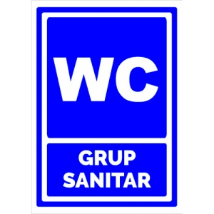 Indicator Albastru wc grup sanitar, Sticker autocolant