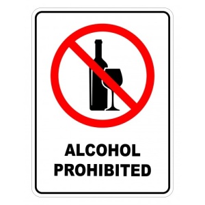 Indicator Alcohol Prohibited Sign, Sticker autocolant