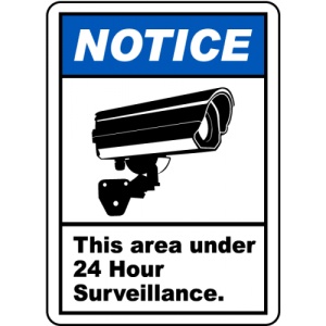 Indicator Area Under 24 Hour Surveillance Label, Sticker autocolant