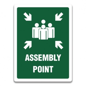 ⚠️ INDICATOARE 🛑 Indicator ASSEMBLY POINT, Sticker autocolant ️