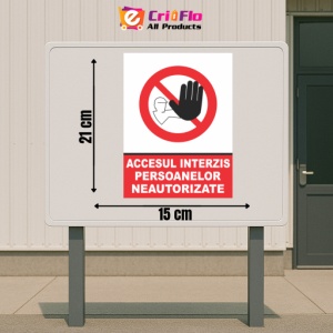 Indicator Atentie accesul interzis persoanelor neautorizate, Sticker autocolant - Img 2