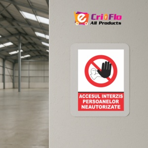 Indicator Atentie accesul interzis persoanelor neautorizate, Sticker autocolant - Img 4