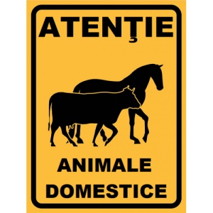 Indicator Atentie animale domestice, Sticker autocolant