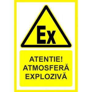 Indicator Atentie atmosfera exploziva, Sticker autocolant