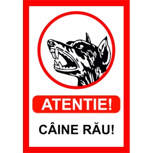 Indicator Atentie caine rau, Sticker autocolant