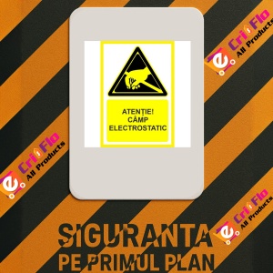Indicator Atentie camp electrostatic, Sticker autocolant - Img 3