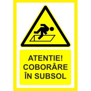 Indicator Atentie coborare in subsol, Sticker autocolant