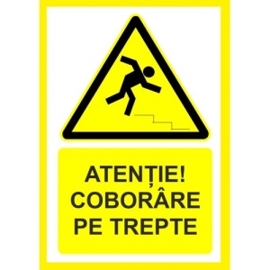 Indicator Atentie coborare pe trepte, Sticker autocolant