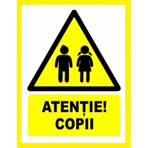 Indicator Atentie copii, Sticker autocolant