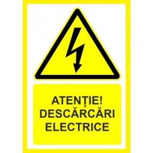 Indicator Atentie descarcari electrice, Sticker autocolant