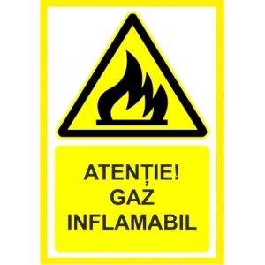 Indicator Atentie gaz inflamabil, Sticker autocolant - Img 1