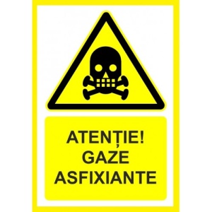 Indicator Atentie gaze asfixiante, Sticker autocolant