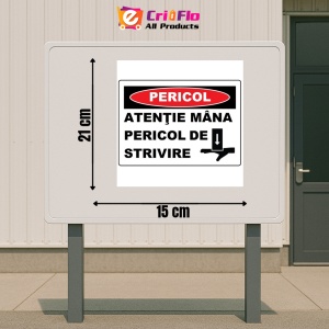 Indicator Atentie la mana pericol de strivire, Sticker autocolant - Img 2