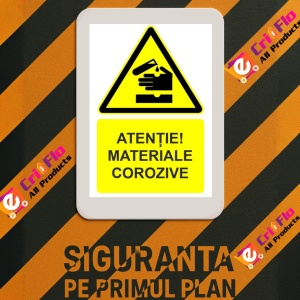 Indicator Atentie materiale corozive indicator de avertizare, Sticker autocolant - Img 3