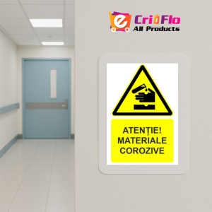 Indicator Atentie materiale corozive indicator de avertizare, Sticker autocolant - Img 5