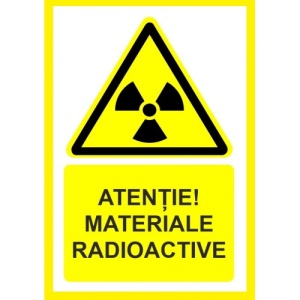 Indicator Atentie materiale radioactive, Sticker autocolant