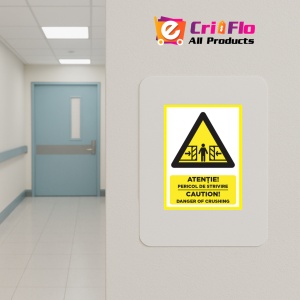 Indicator Atentie pericol de strivire caution danger of crushing, Sticker autocolant - Img 5