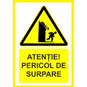 Indicator Atentie pericol de surpare, Sticker autocolant