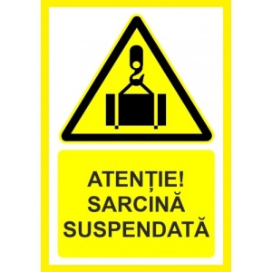 Indicator Atentie sarcina suspendata, Sticker autocolant