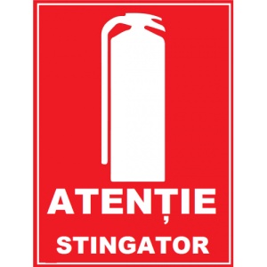Indicator Atentie stingator, Sticker autocolant