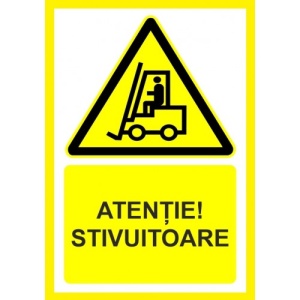 Indicator Atentie stivuitoare, Sticker autocolant