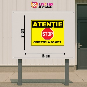 Indicator Atentie stop opreste la poarta, Sticker autocolant - Img 2