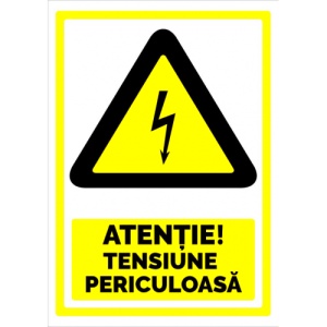 Indicator Atentie tensiune periculoasa, Sticker autocolant