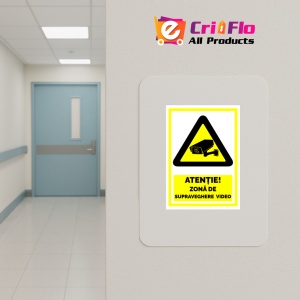 Indicator Atentie zona de supraveghere video, Sticker autocolant - Img 5