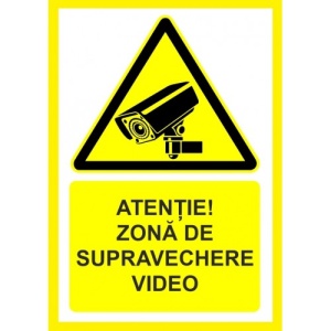 Indicator Atentie zona de supraveghere video v1, Sticker autocolant