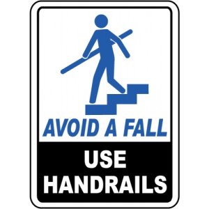 Indicator Avoid A Fall Use Handrails Sign, Sticker autocolant