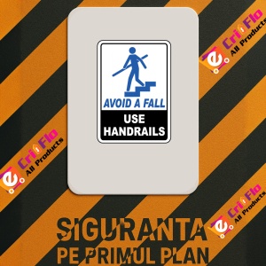 Indicator Avoid A Fall Use Handrails Sign, Sticker autocolant - Img 3