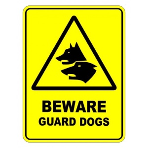 Indicator Beware Guard Dogs Sign, Sticker autocolant
