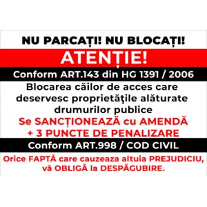 Indicator Blocarea accesului se sanctioneaza cu amenda si puncte, Sticker autocolant