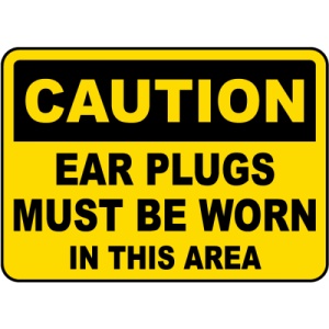 Indicator Caution Ear Plugs Must Be Worn Sign, Sticker autocolant