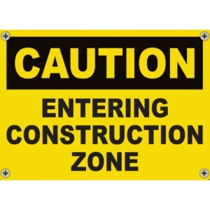 Indicator Caution Entering Construction Zone Sign, Sticker autocolant