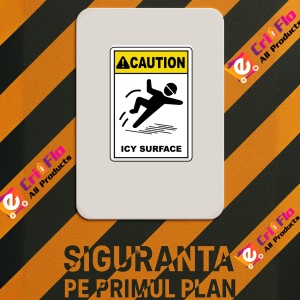 Indicator Caution Icy Surface Sign, Sticker autocolant - Img 3