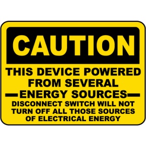 Indicator Caution Several Energy Sources Sign, Sticker autocolant